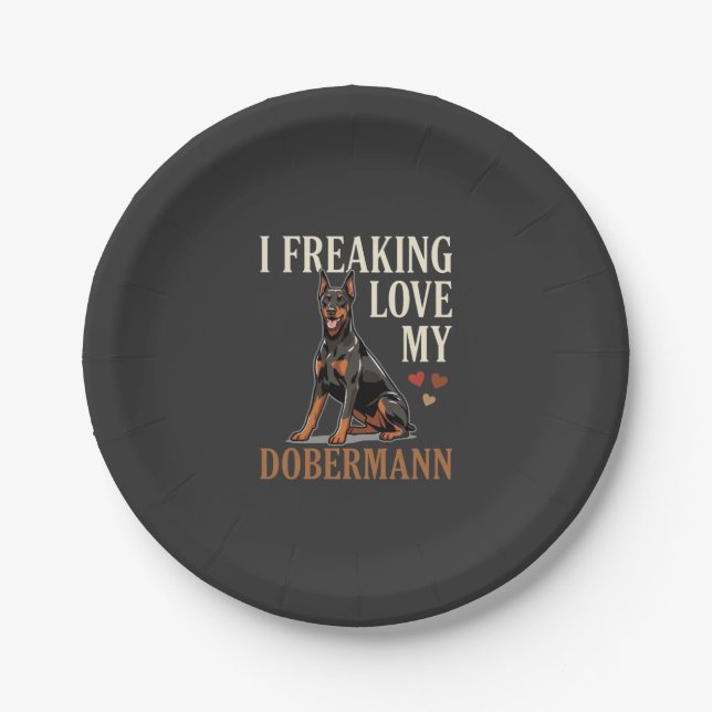 Prato De Papel Amor Dobermann Amante de Cachorro (Frente)