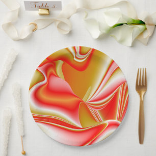 Prato De Papel Amor e Abstrato 3D Rainbowart Dourado