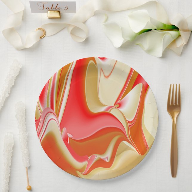 Prato De Papel Amor e Abstrato 3D Rainbowart Dourado (Casamento)