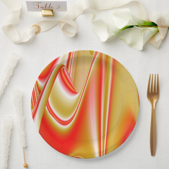 Prato De Papel Amor e Abstrato 3D Rainbowart Dourado (Casamento)