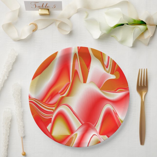 Prato De Papel Amor e Abstrato 3D Rainbowart Dourado (Casamento)