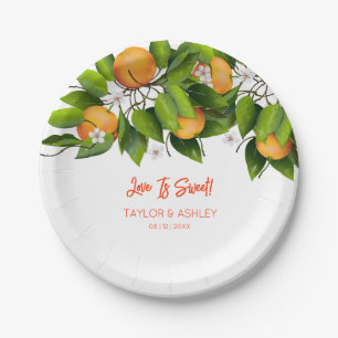 Prato De Papel Amor é Fruta de Citros Laranja Doce