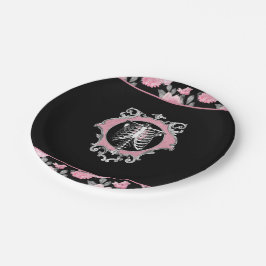 Prato De Papel Amor Gótico | Coração Floral, de Coração, Cor-de-R