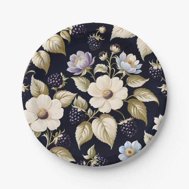Prato De Papel Amora-preta & Flores (Frente)