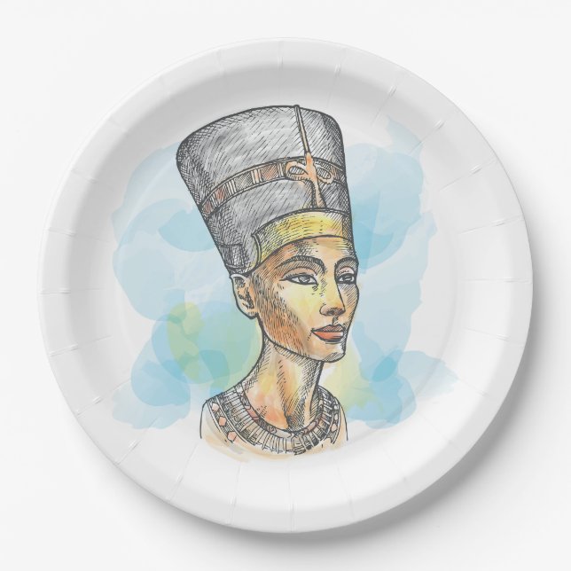 Prato De Papel Ancient Egyptian Queen Nefertiti Bust Sketch (Frente)
