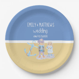 Prato De Papel Âncora de Aquarela e Casal de Portas do Mar de Cor