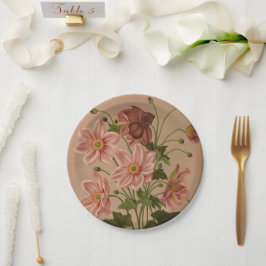 Prato De Papel Anemone Japonica Rosea Exquisite Vintage Botânica