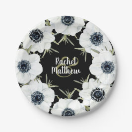 Prato De Papel Anemones Floral Weding Black and White