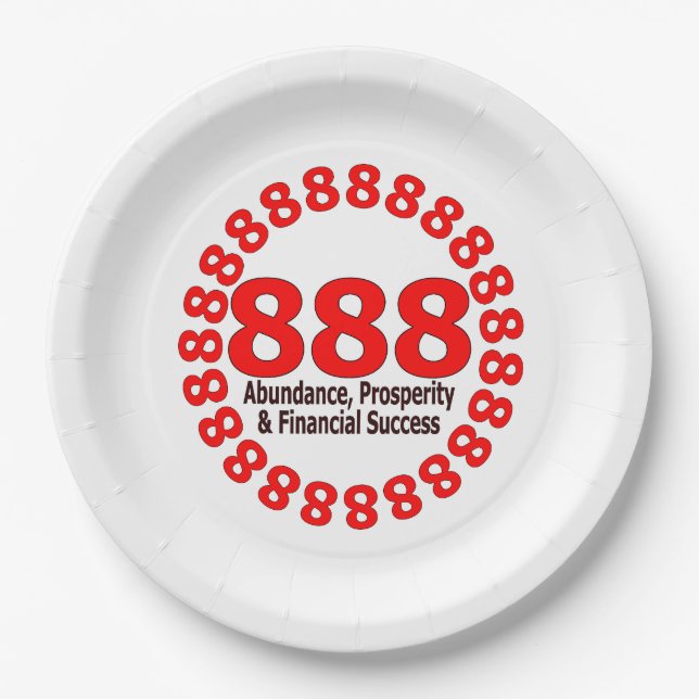 Prato De Papel Angel Number 888 - Abundance & Luck (Frente)