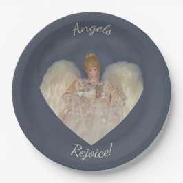Prato De Papel Angels Rejoice Traditional Blue Holiday