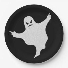Prato De Papel Angry Ghost Glitter Halloween
