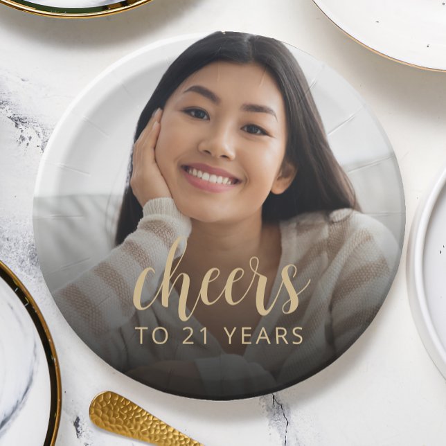 Prato De Papel Animadores de Fotos do aniversário de 21 anos (Criador carregado)