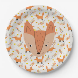 Prato De Papel Animais da Floresta Boho Design Fox