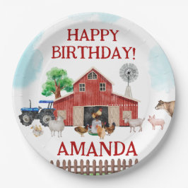 Prato De Papel Animais de Criação Balão de Fazenda Vermelho Cinto
