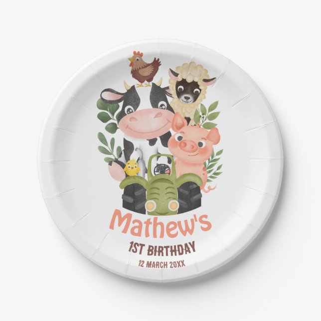 Prato De Papel Animais de exploração Santa rua 1 (Frente)