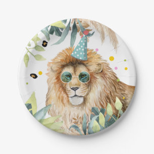 Prato De Papel Animais de Festa Lion Selgle Birthday Safari