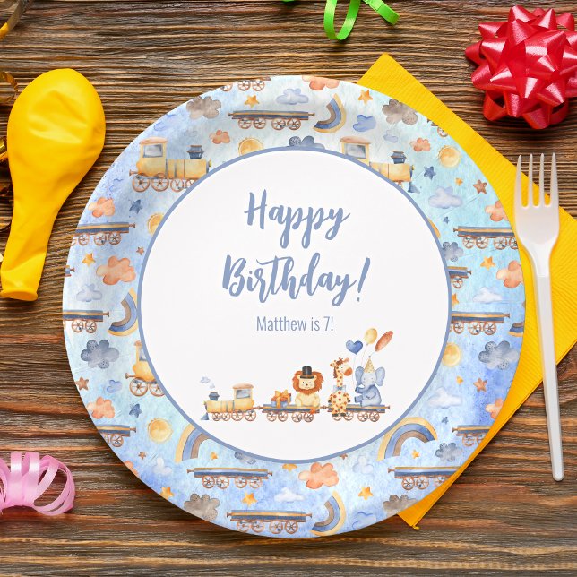 Prato De Papel Animais de festa no trem Criança Selva Feliz Anive (Criador carregado)