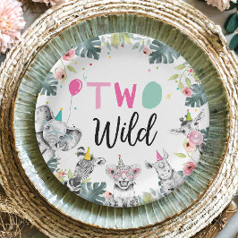 Prato De Papel Animais de festa Safari Garota Rosa Segundo segund