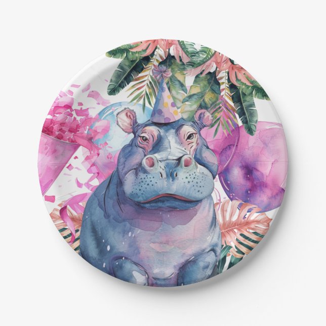 Prato De Papel Animais de festa Selva Safari Selva Um Aniversário (Frente)