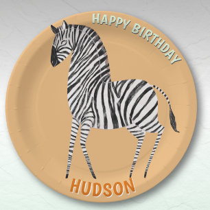 Prato De Papel Animais de safari aniversário zebra criança person