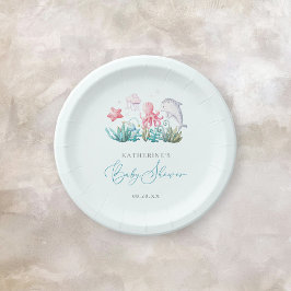 Prato De Papel Animais Do Oceano Cinto Sob O Chá de fraldas De Ra