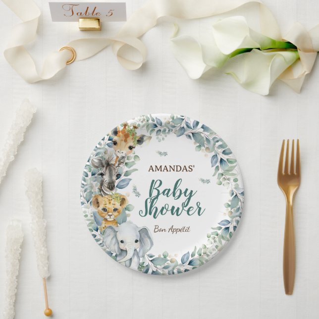 Prato De Papel Animais do Safari Decoração de Chá de Bebê  (Casamento)