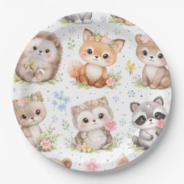 Prato De Papel Animais Lindos e Fofos de Estampa