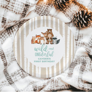 Prato De Papel Animais Maravilhosos da Floresta Primeiro Aniversá