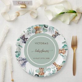 Prato De Papel Animais Selvagens Gereneram Chá de fraldas Neutro