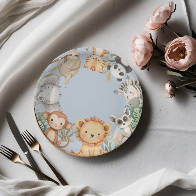 Prato De Papel Animais Selvagens Selvagens Tropicais de Uma Selva (Criador carregado)