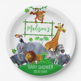 Prato De Papel Animais Selvagens Uma Selva verde safari inverno