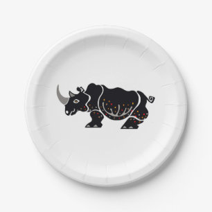 Prato De Papel Animal do partido - RHINOCEROS Conservation -