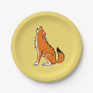 Prato De Papel Animal! Legal Red WOLF - Vida selvagem - Amarelo