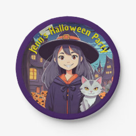 Prato De Papel Anime Cat and Witch