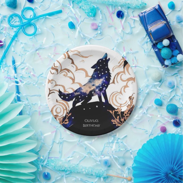 Prato De Papel Aniversário Adorável do Lobo Encantador (Festa)