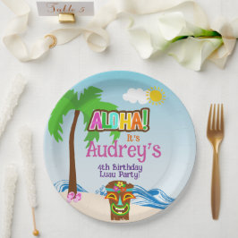 Prato De Papel Aniversário Aloha Luau