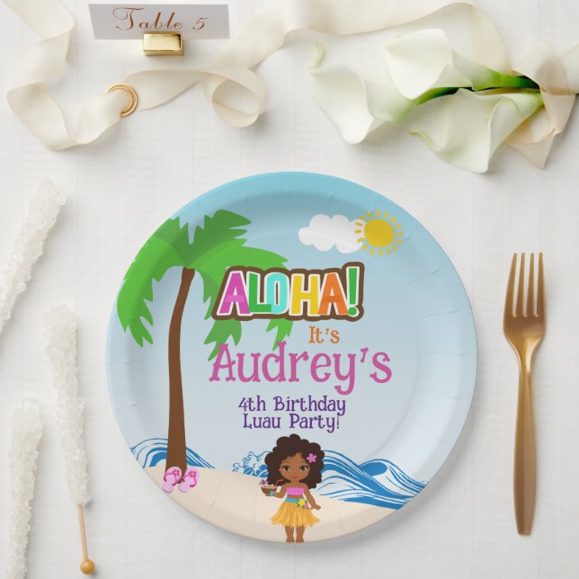 Prato De Papel Aniversário Aloha Luau (Casamento)