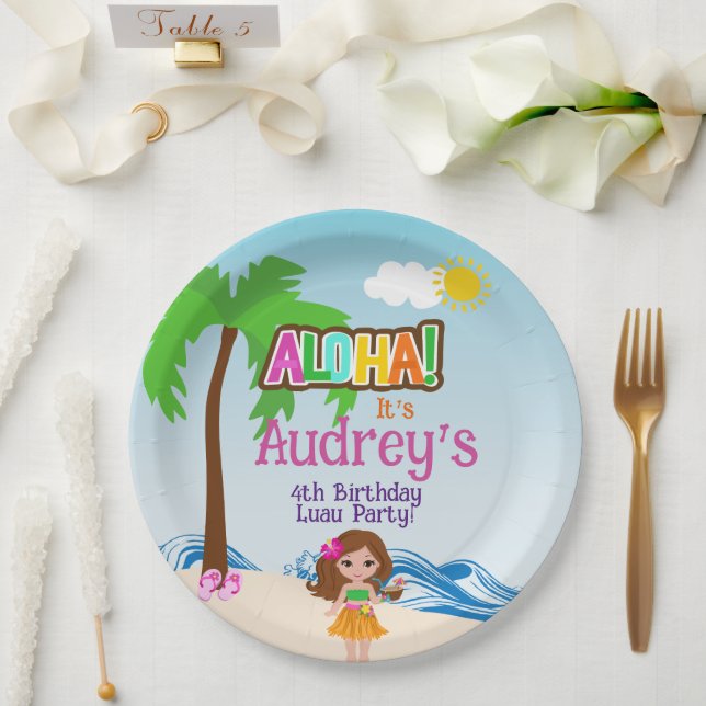 Prato De Papel Aniversário Aloha Luau (Casamento)