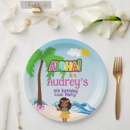 Prato De Papel Aniversário Aloha Luau