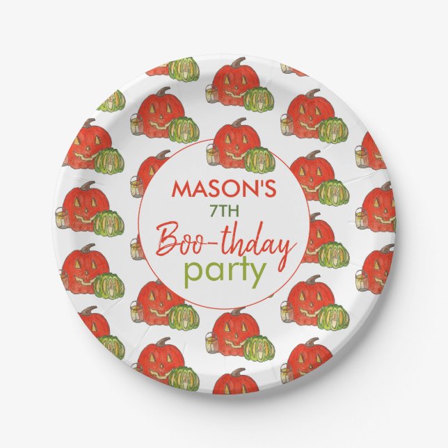 Prato De Papel Aniversário Assustado de Halloween (Frente)