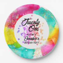 Aniversário Colorido de Coloração de Água