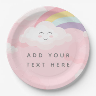 Prato De Papel Aniversário Colorido do Arco-Íris