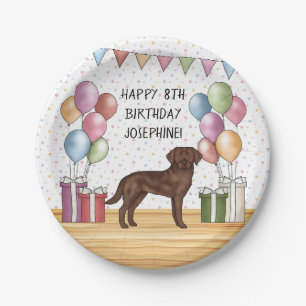 Prato De Papel Aniversário Colorido do Cachorro Labrador Retrieve