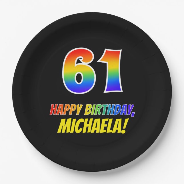 Prato De Papel Aniversário da 61ruas: Negrito, Divertido, Simples (Frente)