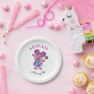 Prato De Papel Aniversário da Abby Cadabby da Rua Sésamo com Bril