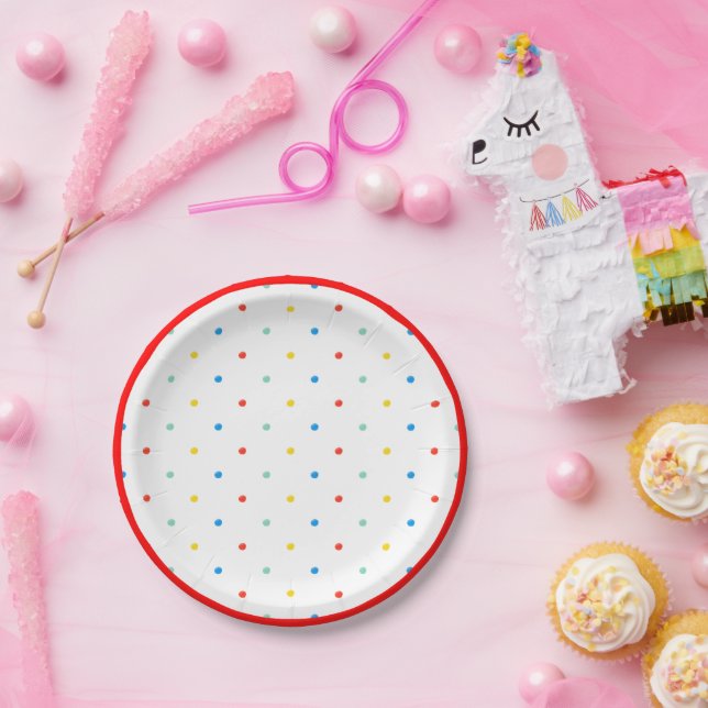 Prato De Papel Aniversário da Bolinhas Cotovelo Colorida Bonita (Festa)