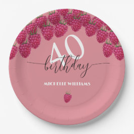 Prato De Papel Aniversário da Caligrafia por Aquarela Rosa