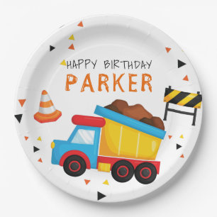 Prato De Papel Aniversário da construção personalizado