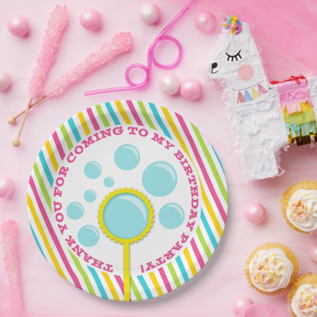 Prato De Papel Aniversário da Festa de Bolhas de Menina (Festa)