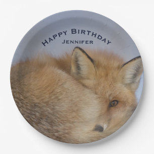 Prato De Papel Aniversário da Fox de inverno Enrolada